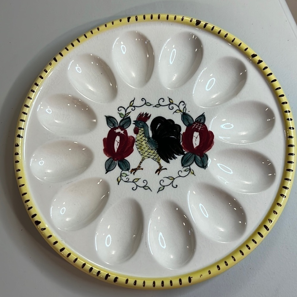 Deviled Egg Dish Rooster Design 12 Eggs